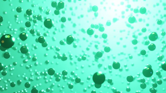 在蓝色的背景上，空气中漂浮着许多气泡。无限循环动画