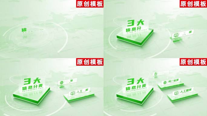 3-绿色项目图文分类AE模板包装三