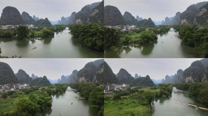 航拍桂林山水自然风光