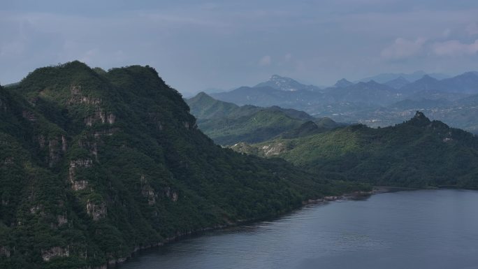 河北易水湖景区航拍水库超清景色