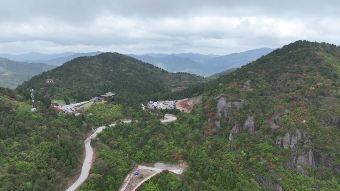 航拍浙江磐安高姥山杜鹃花海