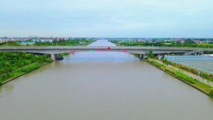 上海大治河水闸河道4K航拍