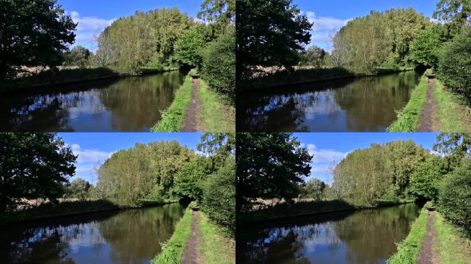 运河拖径绿色葱郁的河景和景观桥斯特拉特福德运河英国沃里克郡