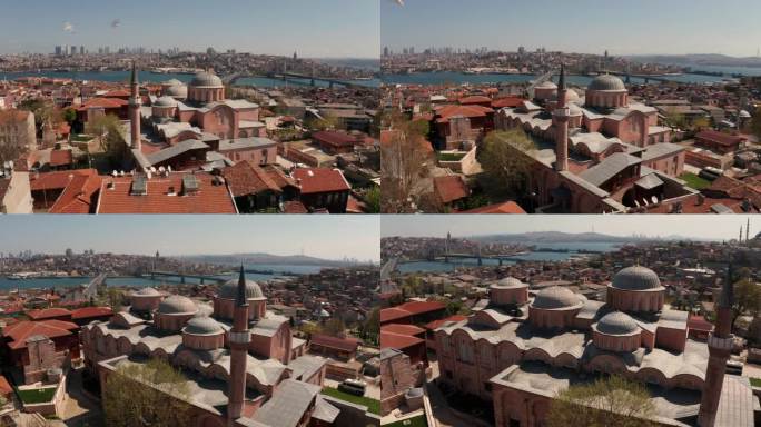 Molla Zeyrek Camii，从伊斯坦布尔Bytazntium教堂皈依，无人机录像，oe01