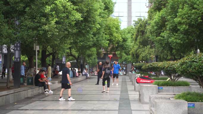 城市公园人文中老年人晨练打羽毛球休闲运动