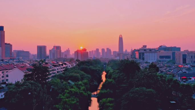 济南环城公园日落延时摄影