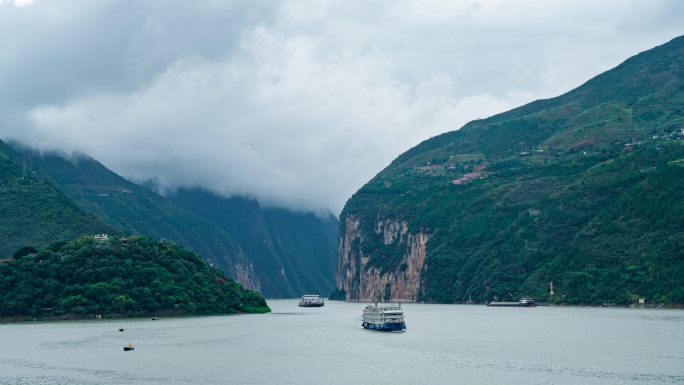 瞿塘峡西陵峡三峡延时航拍