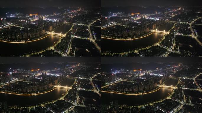 4K-Log-航拍珠海香洲夜景，香山桥