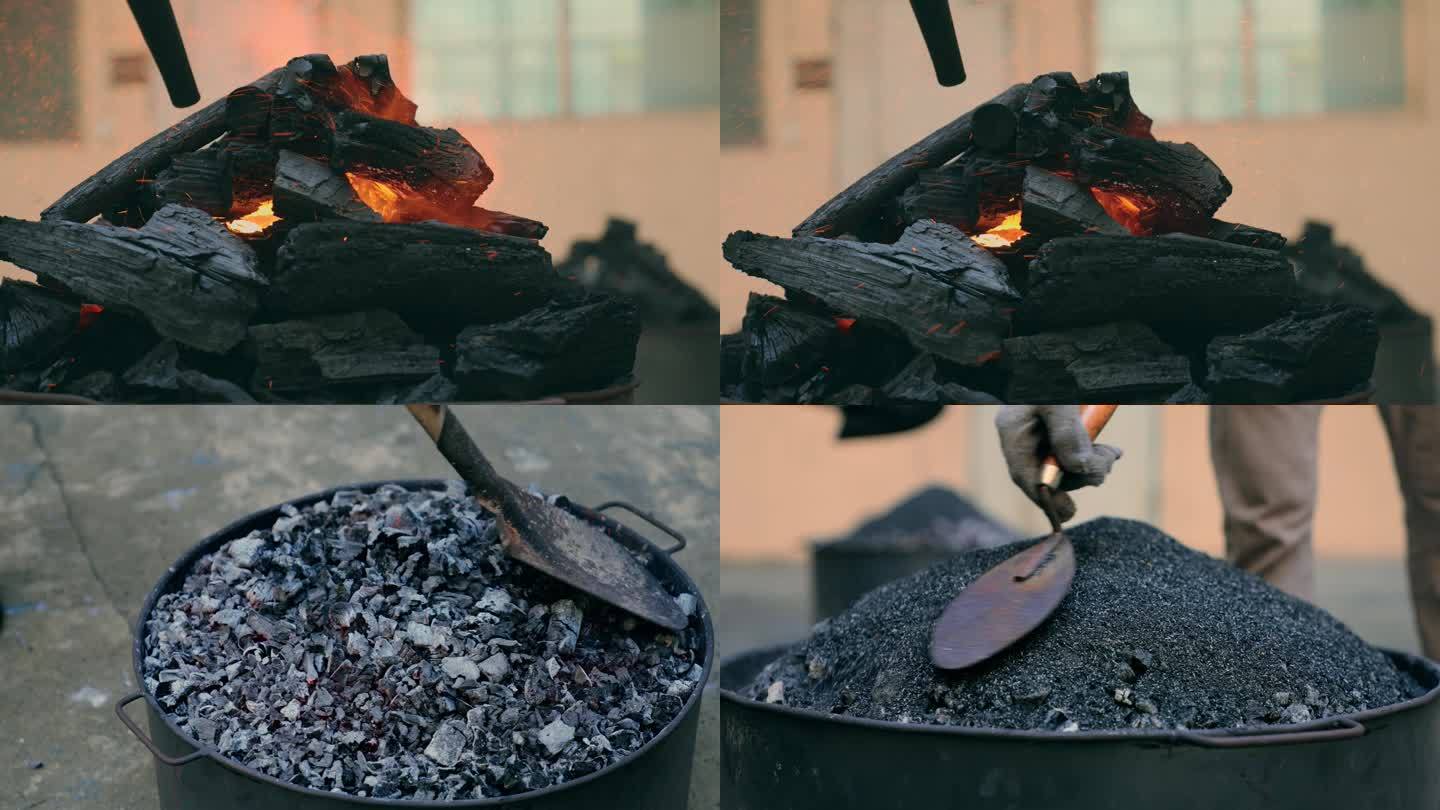 炭火炉火起火实拍碳炉 闷茶