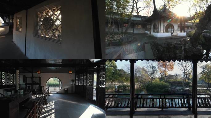 中式园林古建苏州拙政园空镜2