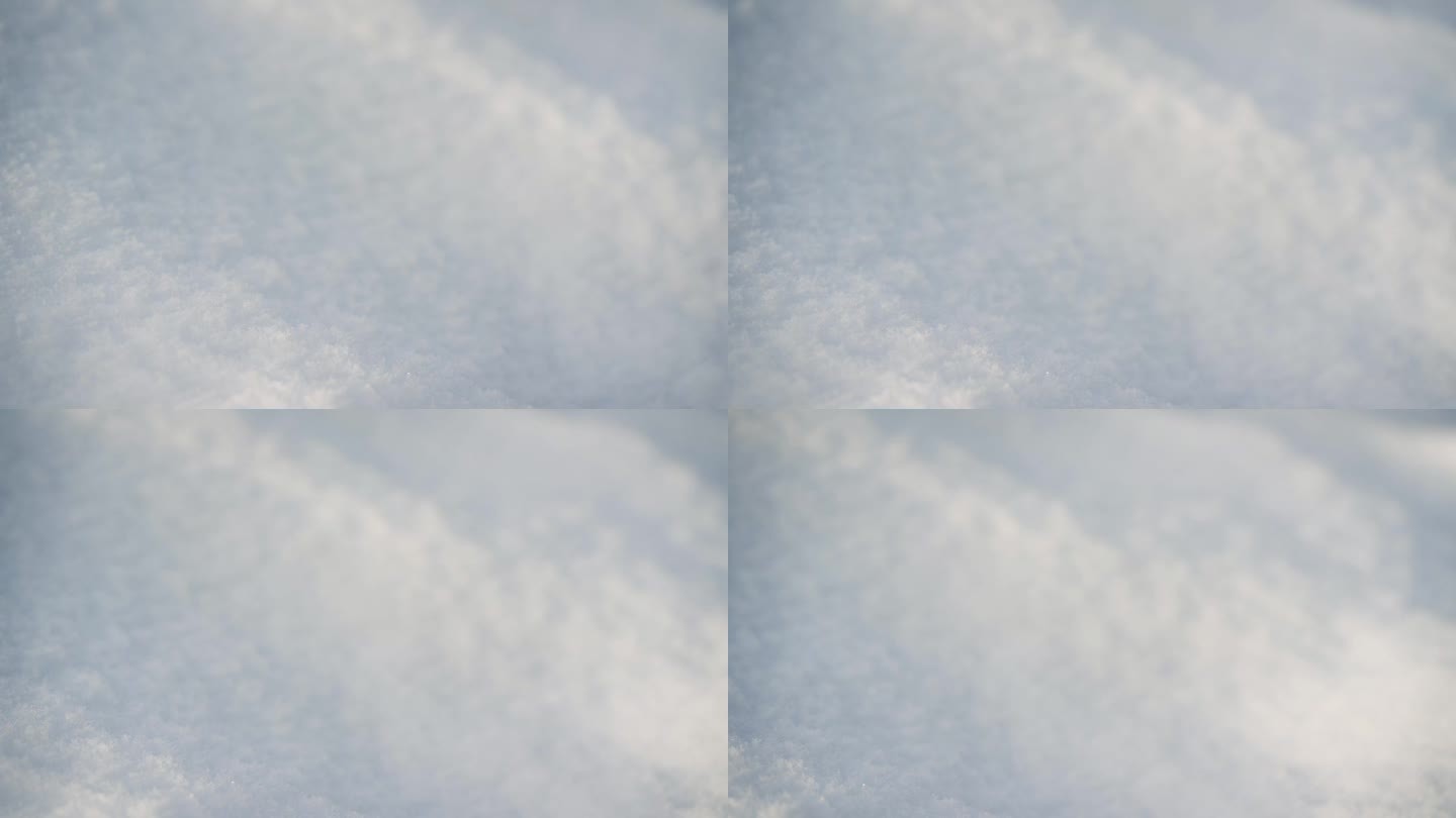 太阳照在地面上，覆盖着雪，形成小山丘-特写微距细节，相机移动到一边