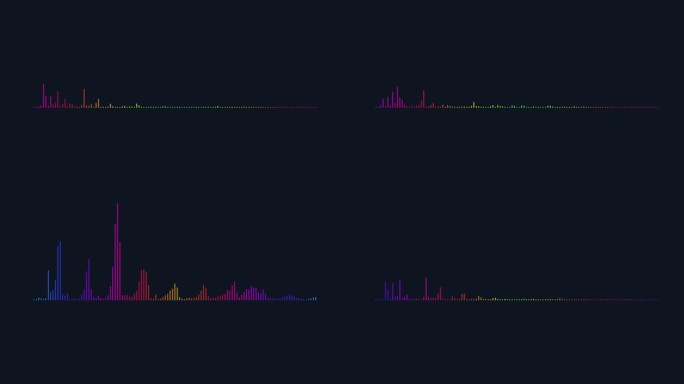 彩色的波形音频。蓝色声波背景上的抽象颜色。循环动画。