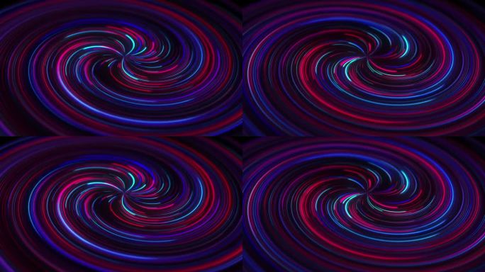 旋转的粉红色和蓝色的紫外线发光霓虹灯线，未来的数据流，明亮的漩涡流，圆形霓虹灯，抽象的技术背景