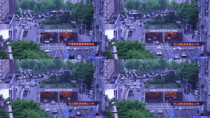 武汉城市立体交通道路长江隧道汽车车流