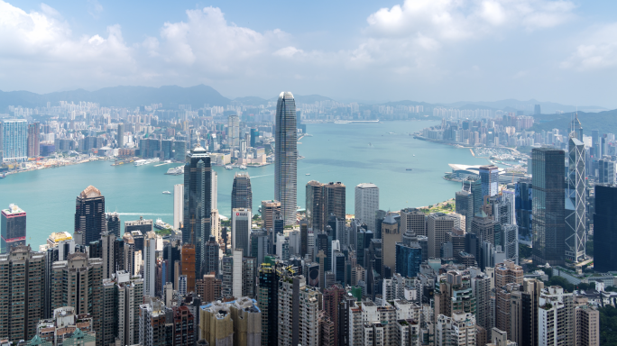 【商用4K】香港太平山蓝天白云光影大气