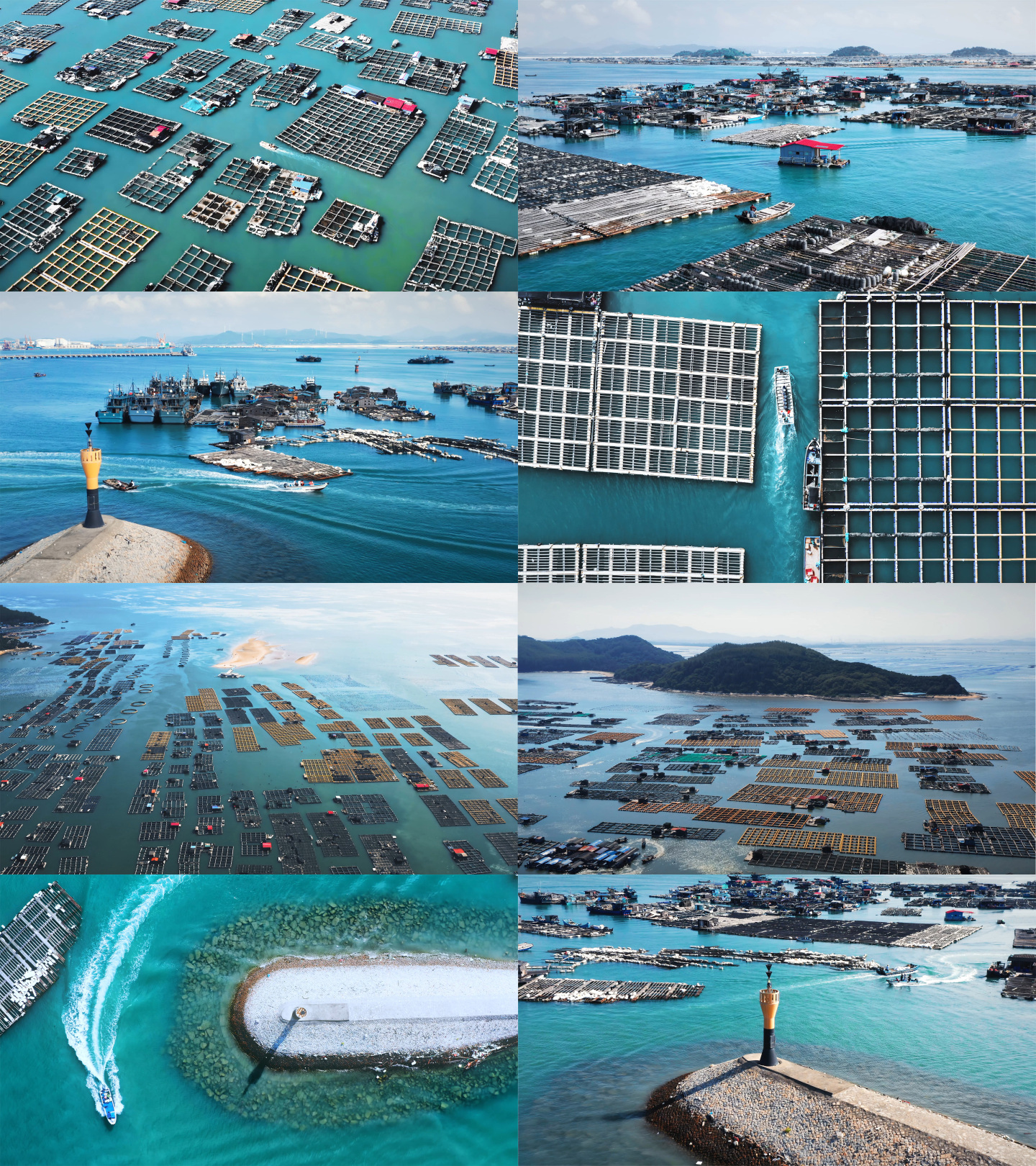【4K】航拍大型海上渔场养殖基地
