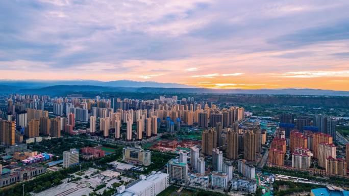 临夏州临夏市区夕阳延时