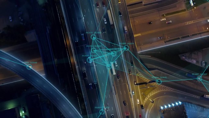 人工智能控制高速公路上的汽车。创新技术。