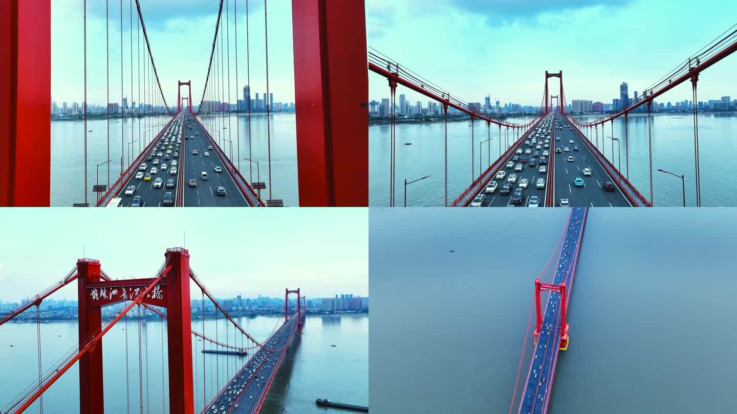 无人机航拍穿越武汉鹦鹉洲大桥