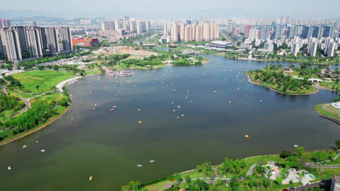 福建福州旗山湖公园航拍空镜