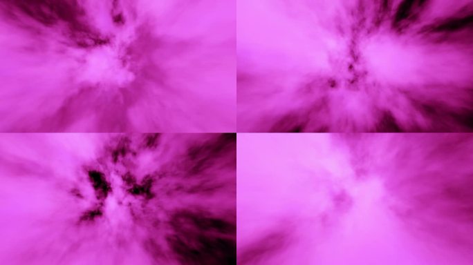 穿越深空星云的循环飞行。4K 3D外太空动画为背景。无缝循环。宇宙空间循环背景。尘粒云。美丽的粉红色