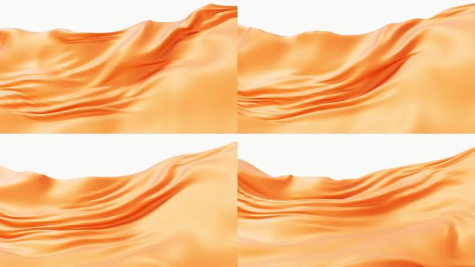 流动的橙色布料背景，3d渲染。