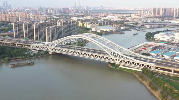 苏州斜港大桥京杭大运河航拍空镜