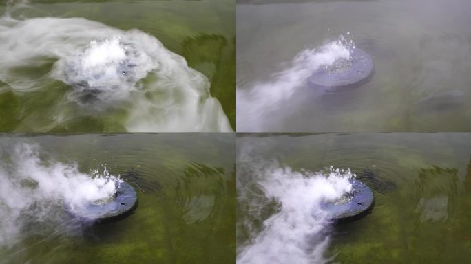 4K实拍，烟雾缥缈装饰水景池锦鲤自在畅游