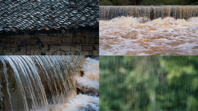 夏天下雨山林小河涨水