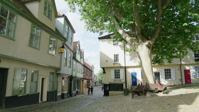 榆树山历史都铎街在诺威奇诺福克英格兰英国