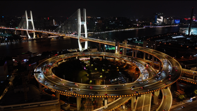 【4K60帧】南浦大桥多角度航拍夜景
