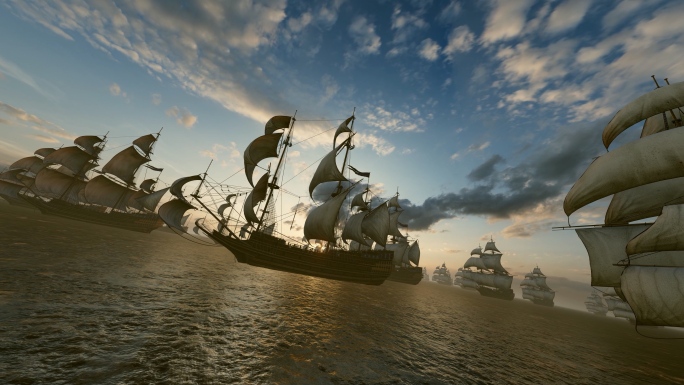 古代帆船商船海上丝绸之路航行远洋远航开场