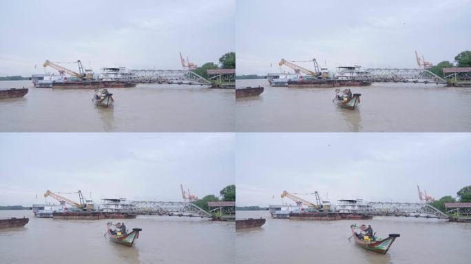 缅甸海边港口货运风光