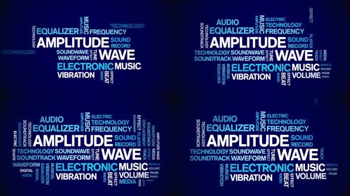 4k振幅波动画标签字云，文字设计动画无缝循环。
