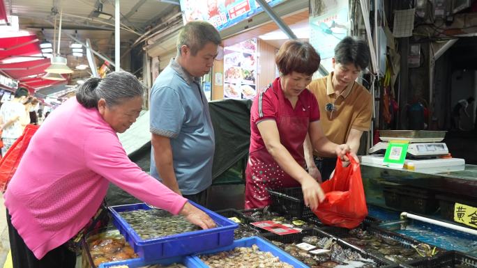 福建厦门海鲜市场 海鲜 鲍鱼 菜市场