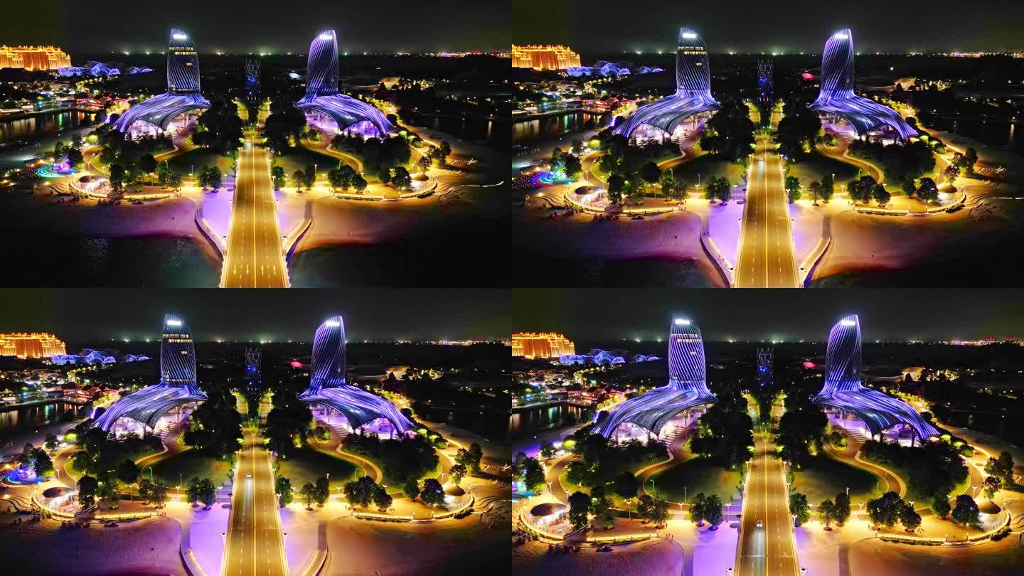 海南儋州海花岛城市建筑城市建筑夜景灯光秀