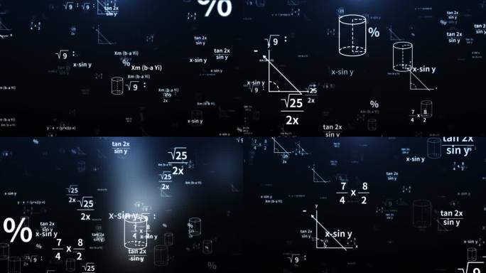 4K数学公式穿梭背景素材