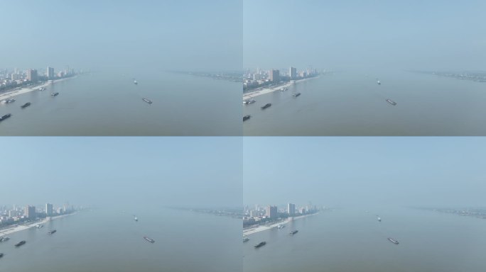 九江城市建筑风光航拍九江市长江滨江路风景