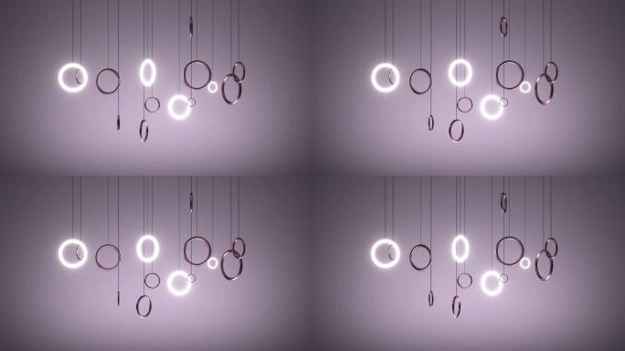 一个3D循环动画的戒指挂在空间，创造一个催眠和镇静的效果