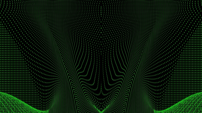 【4K时尚背景】绿色粒子光点曲线虚拟炫影