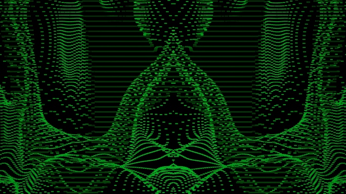 【4K时尚背景】绿色粒子光点虚拟波形炫影