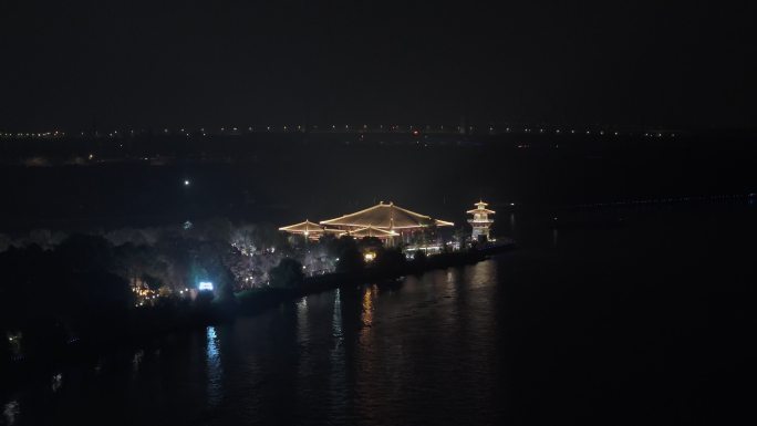航拍上海浦江之首旅游景区灯光秀