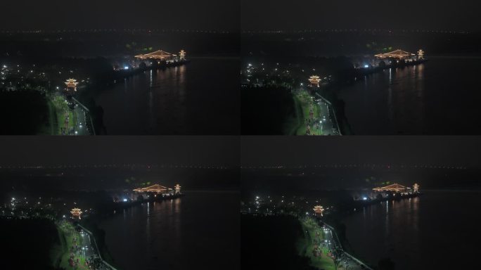 航拍上海浦江之首旅游景区远景