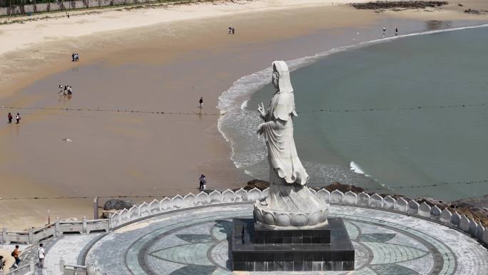 泉州石狮黄金海岸洛伽寺航拍原视频