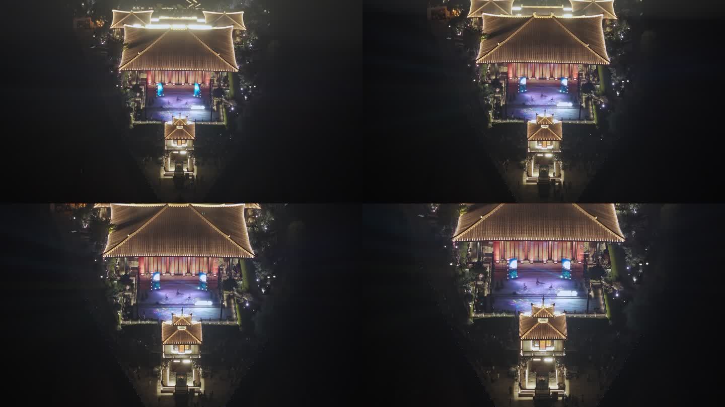 航拍鸟瞰上海浦江之首建筑屋顶夜景