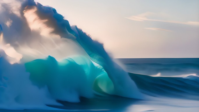 海浪汹涌的片头慢镜头特写飞溅气势澎湃冲浪