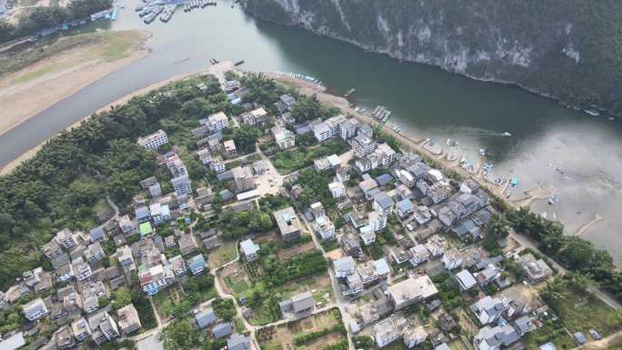 广西桂林 航拍村庄山水