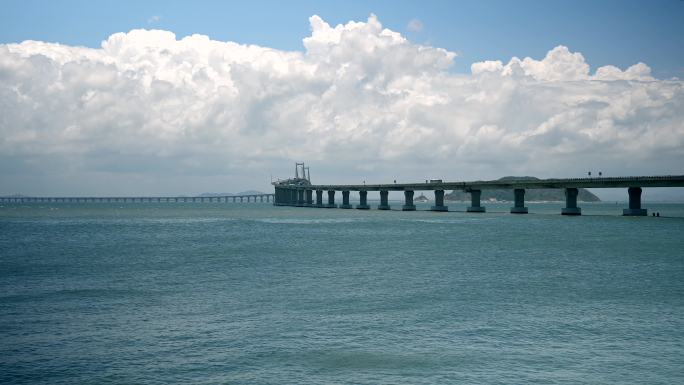 4K升格实拍海边远眺广东省南澳岛大桥