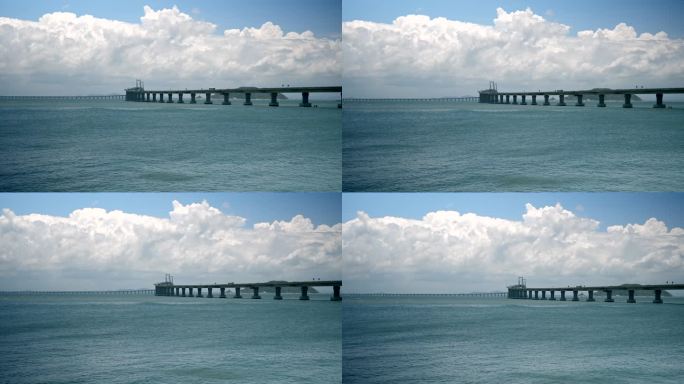 4K升格实拍海边远眺广东省南澳岛大桥