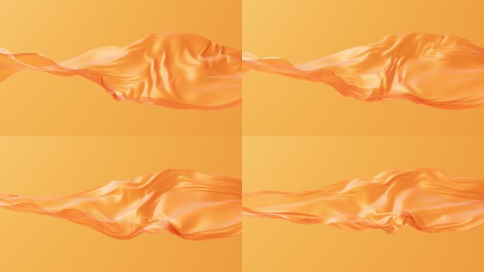 流动的橙色布料背景，3d渲染。
